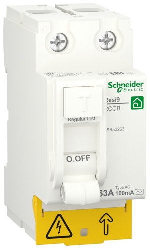 Выключатель дифференциального тока УЗО Schneider Electric Resi9 2п 63А 100мА 6кА тип AC  картинка